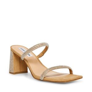 Steve Madden Camel Tan Lilah-R Rhinestone Heels Sandals